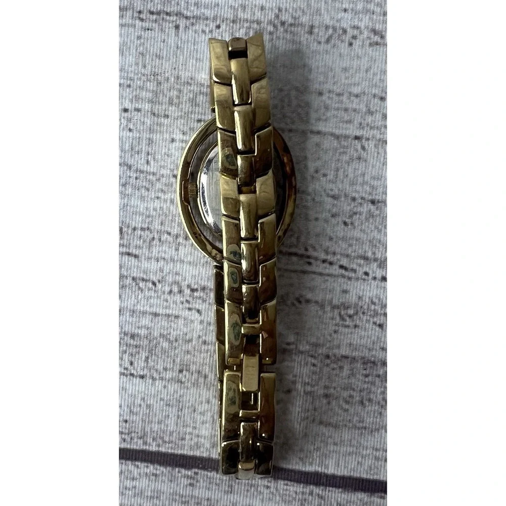 Armitron Now Gold‎ Tone Watch Blue Dial Rhinestone Bezel Parts Repair
